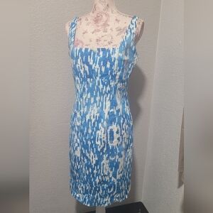 Calvin Klein Blue and White Midi Dress